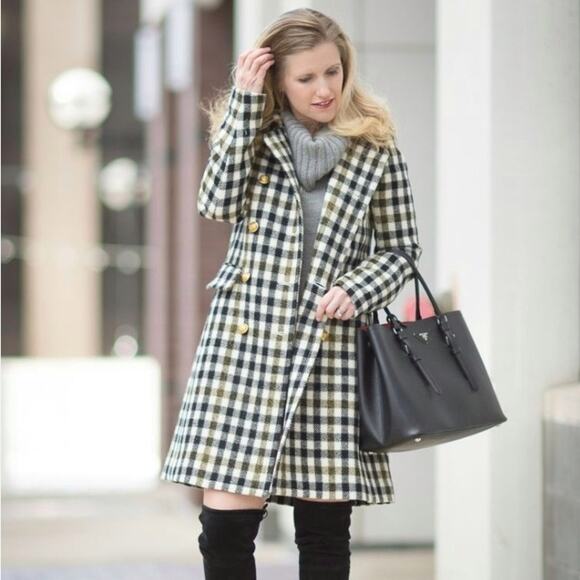 ジャケット・アウター 90's J.Crew Tartan Check Wool Coat M Jones New York Sport Vintage 90s Tartan Plaid 100% Wool